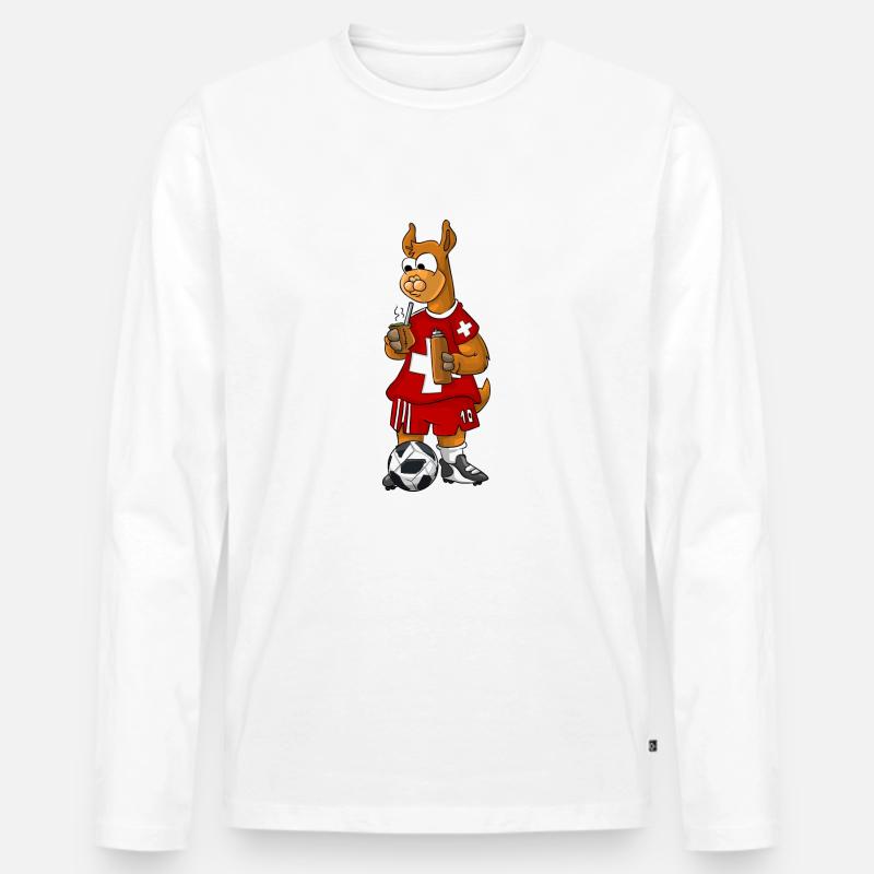 Schweizer Lama - Männer Premium Bio Langarmshirt - Weiß