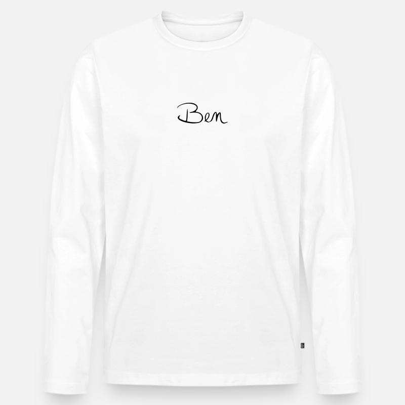 Ben - Männer Premium Bio Langarmshirt - Weiß
