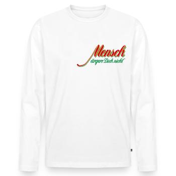 Mensch ärgere dich nicht - red-green logo - Men's Premium Organic Long Sleeve Shirt - white - Front - Nico (187cm)