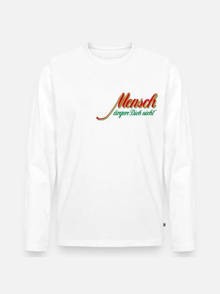 Mensch ärgere dich nicht - logo rouge-vert - T-shirt manches longues Premium bio Homme - blanc