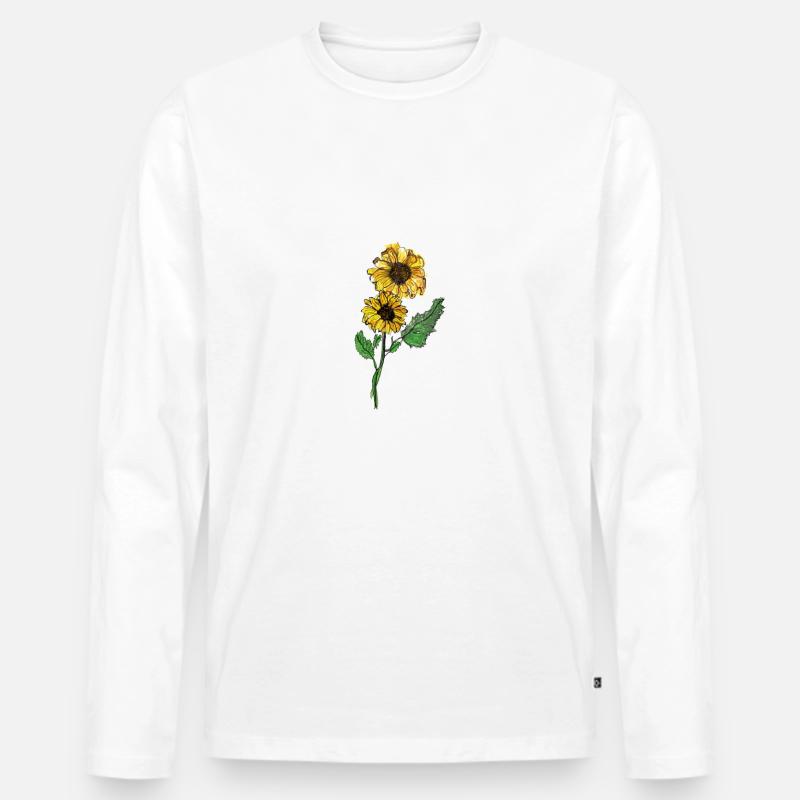 Sonnenblume - Männer Premium Bio Langarmshirt - Weiß