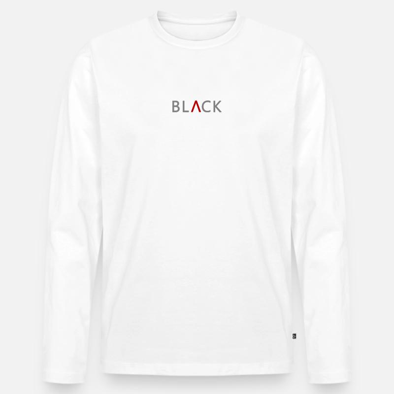 SCHWARZ mit Sport Style - Männer Premium Bio Langarmshirt - Weiß