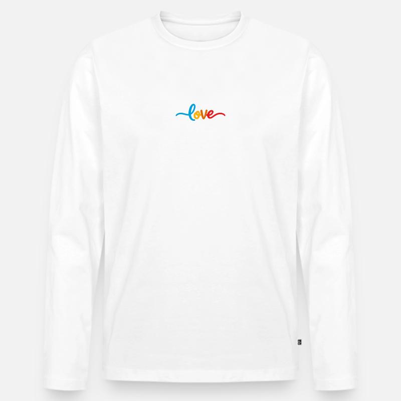 Herzliche Liebesbotschaft in Bunt - Männer Premium Bio Langarmshirt - Weiß