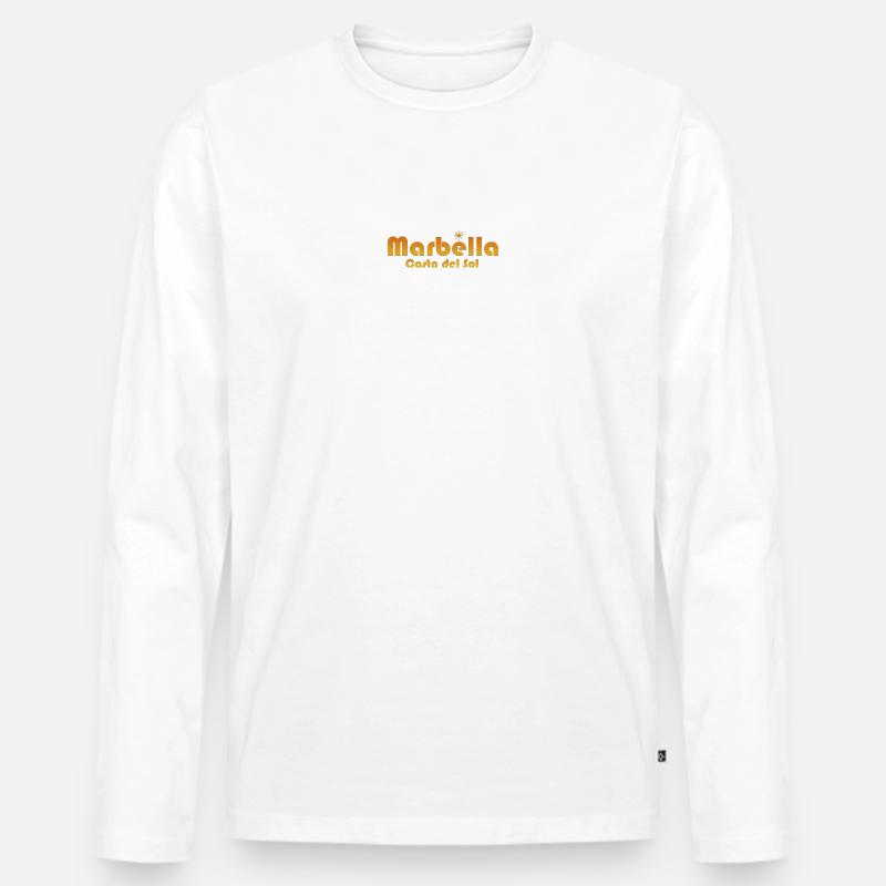 Marbella Costa del Sol-Sunburst Text - Männer Premium Bio Langarmshirt - Weiß