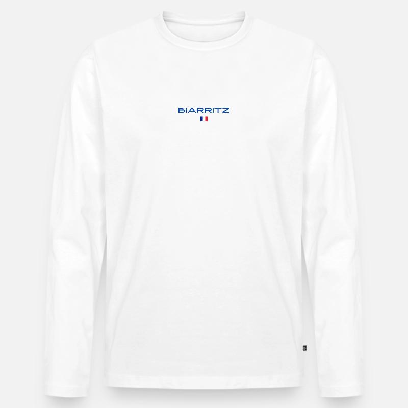 BIARRITZ-FRANKREICH - Männer Premium Bio Langarmshirt - Weiß
