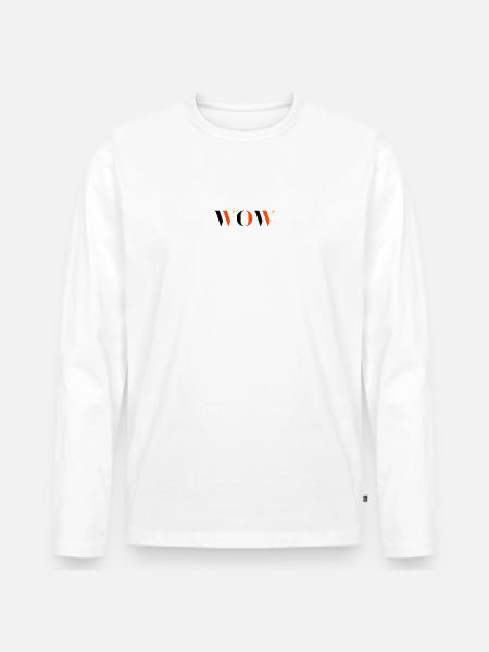 WOW tri-colour - Men's Premium Organic Long Sleeve Shirt - white