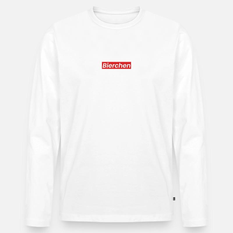 Bierchen Logo - Männer Premium Bio Langarmshirt - Weiß