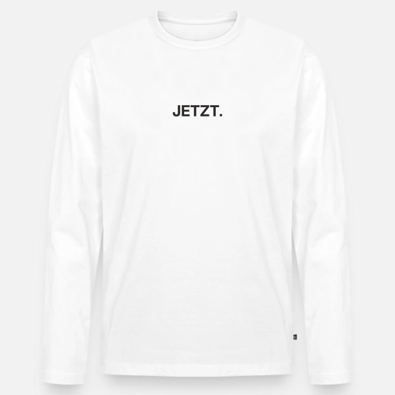 Jetzt – Minimalistisches Textdesign - Männer Premium Bio Langarmshirt - Weiß