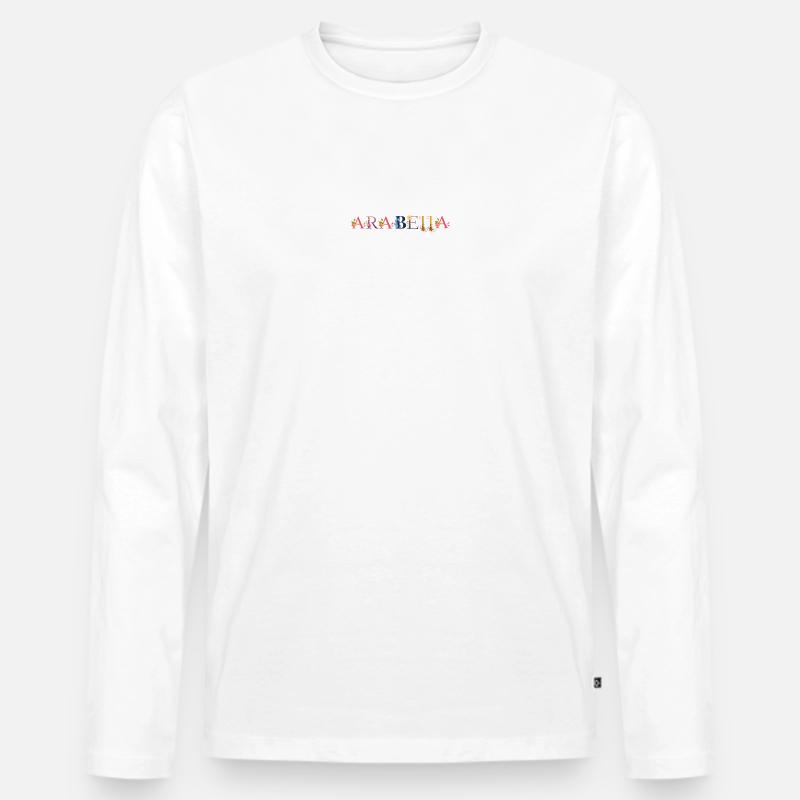 ARABELLA Name mit Blumen geschmückt - Männer Premium Bio Langarmshirt - Weiß
