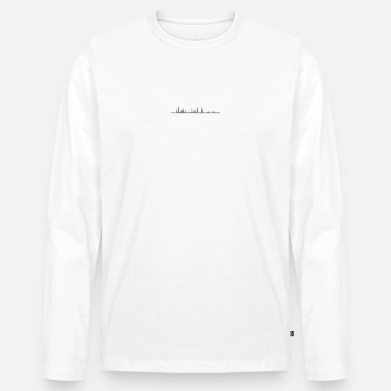 Audio Waveform - Männer Premium Bio Langarmshirt - Weiß