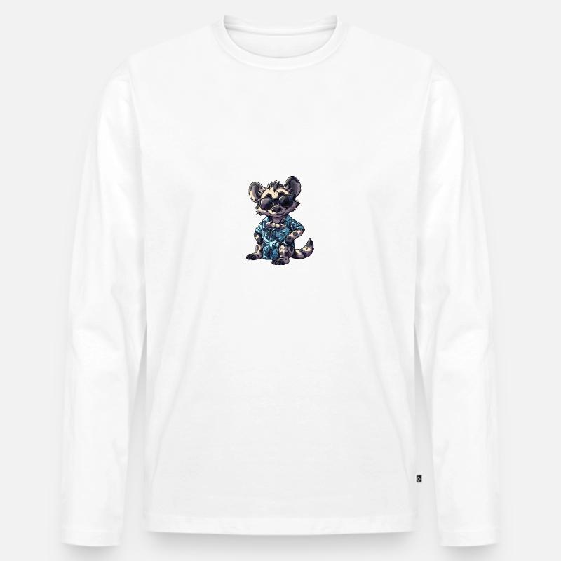 Hyäne Cool Sommer - Männer Premium Bio Langarmshirt - Weiß