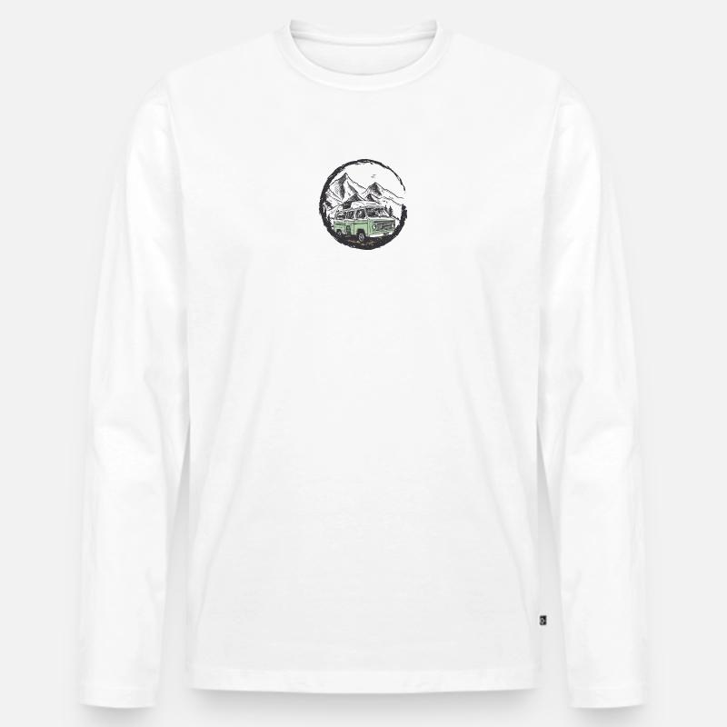 Retro Camper im Mountain Circle - Männer Premium Bio Langarmshirt - Weiß