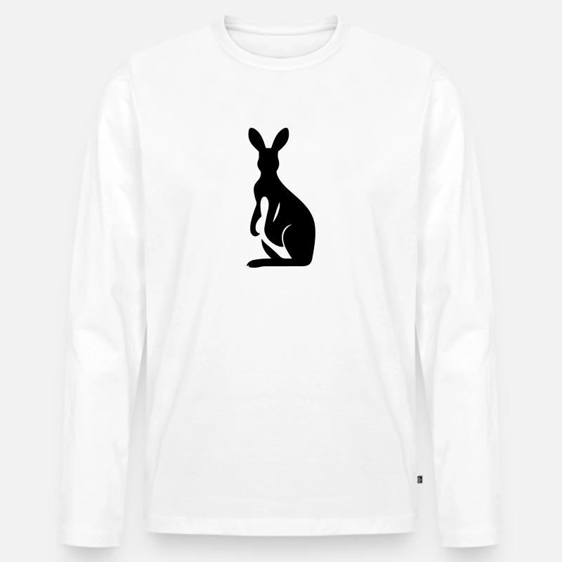 Känguru - Männer Premium Bio Langarmshirt - Weiß