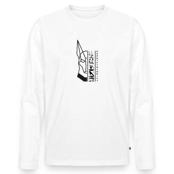 Hiéroglyphes Anubis - motif noir by Fregyptologist - T-shirt manches longues Premium bio Homme - blanc - Devant - Nico (187cm)