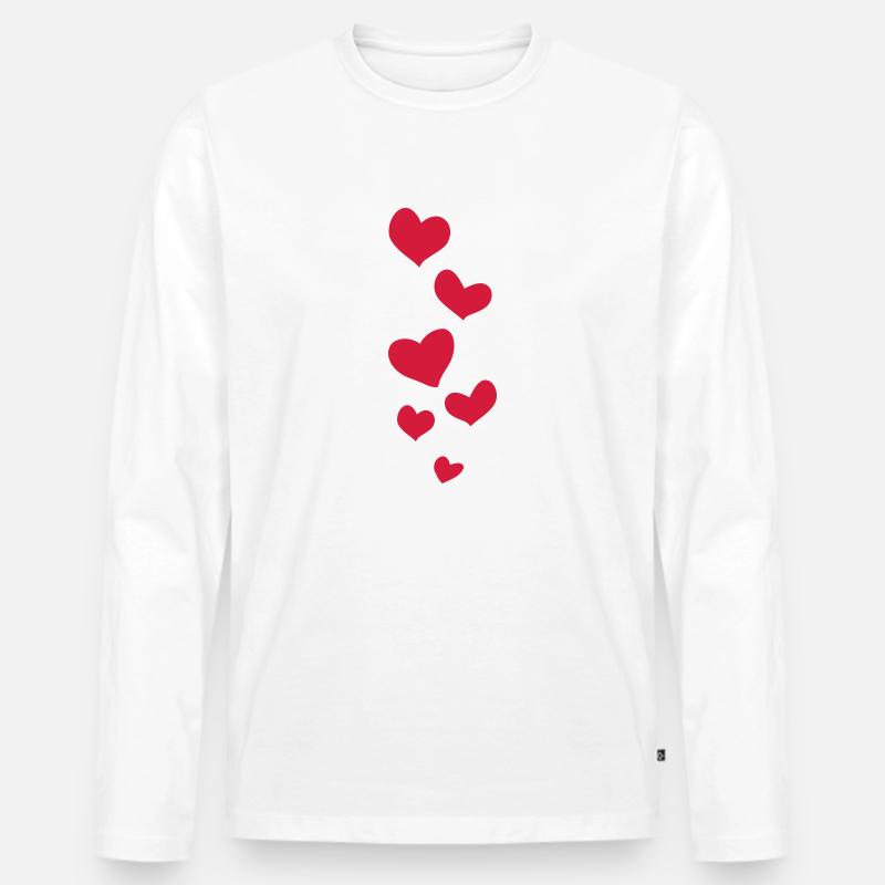 sechs rote Herzen - Männer Premium Bio Langarmshirt - Weiß