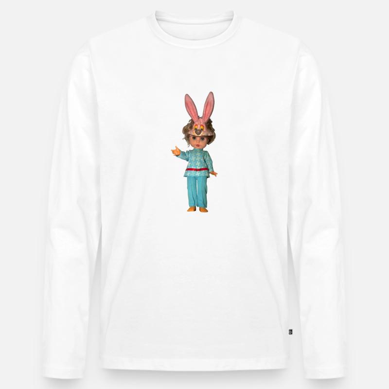 Hasen Puppe - Männer Premium Bio Langarmshirt - Weiß