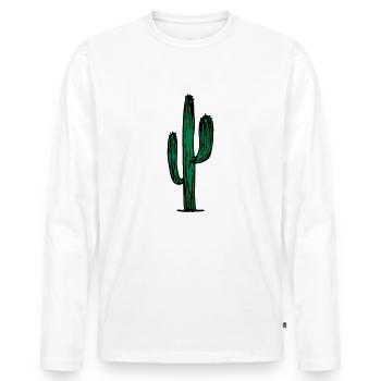 Kaktus - Männer Premium Bio Langarmshirt - Weiß - Vorne - Nico (187cm)
