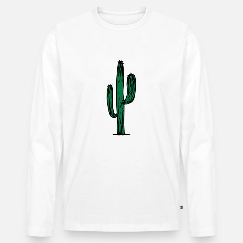 Kaktus - Männer Premium Bio Langarmshirt - Weiß