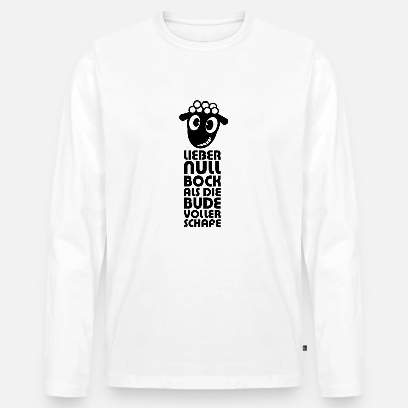 Null BockVersion 2 - Männer Premium Bio Langarmshirt - Weiß