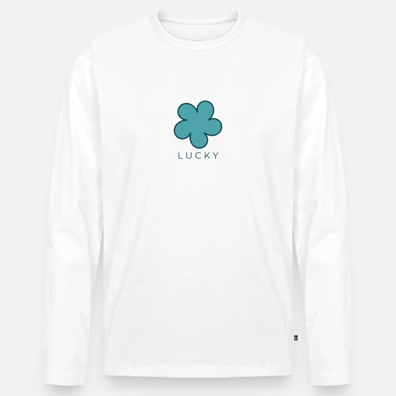 Glücksklee - Männer Premium Bio Langarmshirt - Weiß