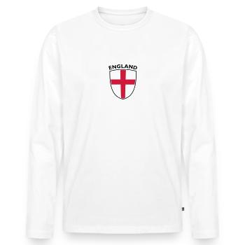 SHIELD ENGLAND - Männer Premium Bio Langarmshirt - Weiß - Vorne - Nico (187cm)