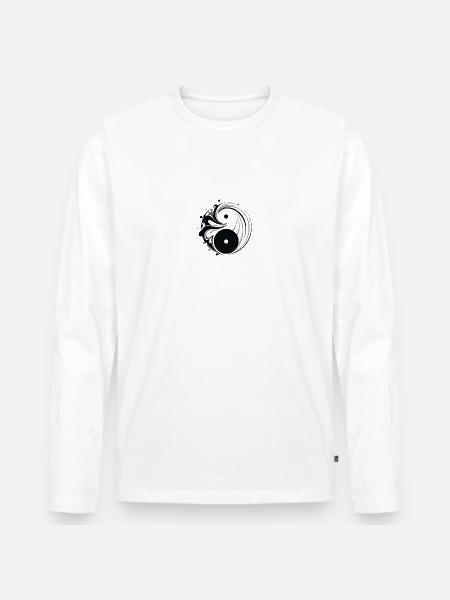 Yin Yang - Männer Premium Bio Langarmshirt - Weiß