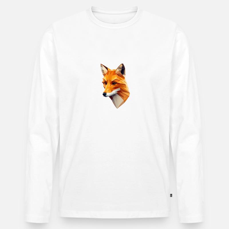 FOX - Männer Premium Bio Langarmshirt - Weiß