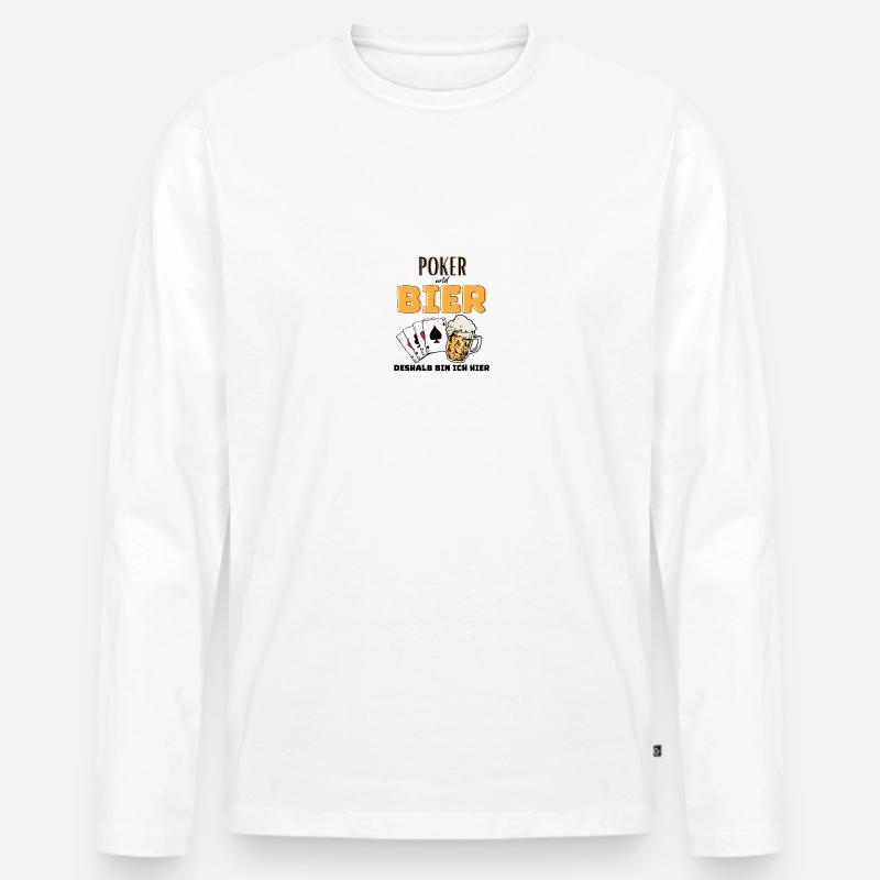 Poker und Bier - Männer Premium Bio Langarmshirt - Weiß