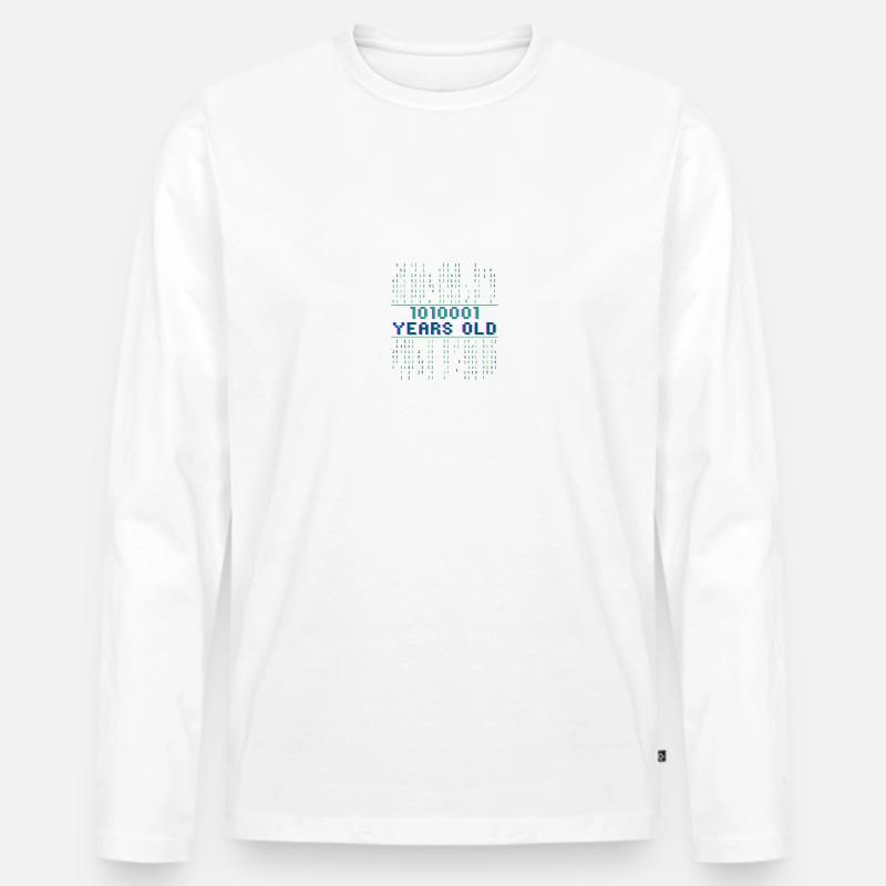 81st Birthday 81 years old Binary Code Computer Science - Men's Premium Organic Long Sleeve Shirt - white