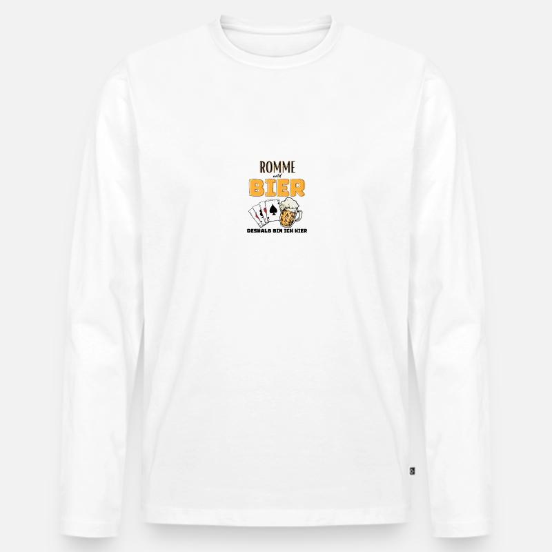 Romme und Bier - Männer Premium Bio Langarmshirt - Weiß