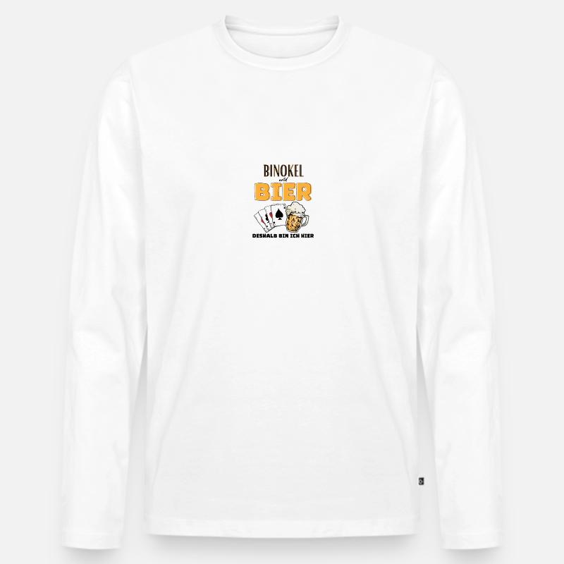 Binokel und Bier - Männer Premium Bio Langarmshirt - Weiß