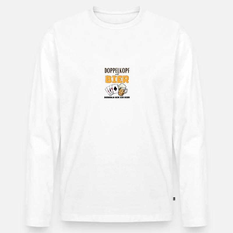 Doppelkopf und Bier - Männer Premium Bio Langarmshirt - Weiß