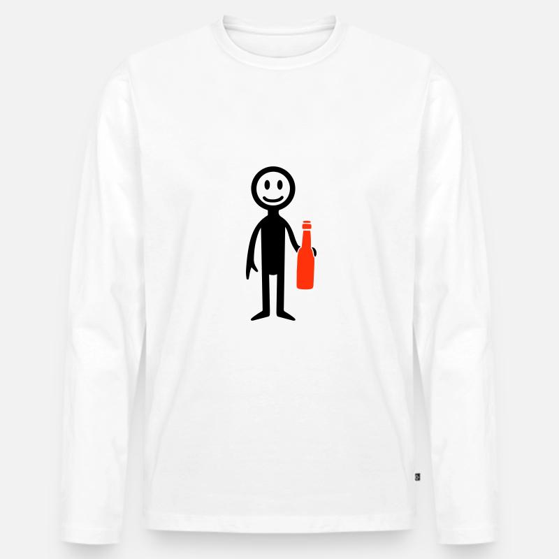 Bier Trinken Strichmännchen - Männer Premium Bio Langarmshirt - Weiß