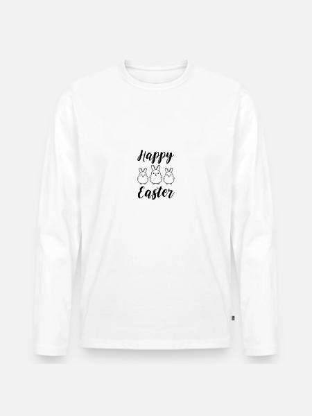 Joyeux lapins de Pâques - T-shirt manches longues Premium bio Homme - blanc
