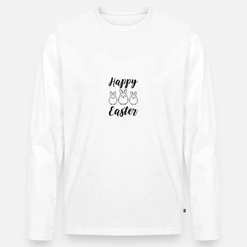 Frohe Ostern Hasen - Männer Premium Bio Langarmshirt - Weiß