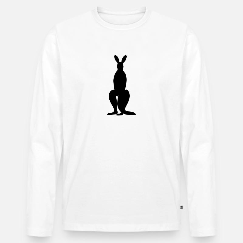 Känguru - Männer Premium Bio Langarmshirt - Weiß