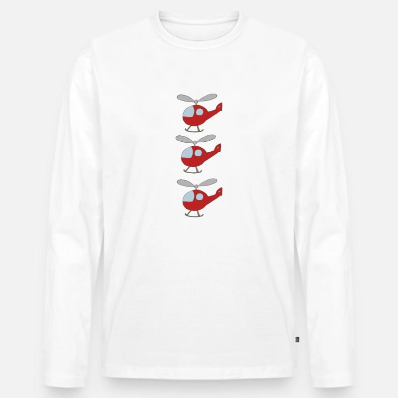 hubschrauber 3fach - Männer Premium Bio Langarmshirt - Weiß