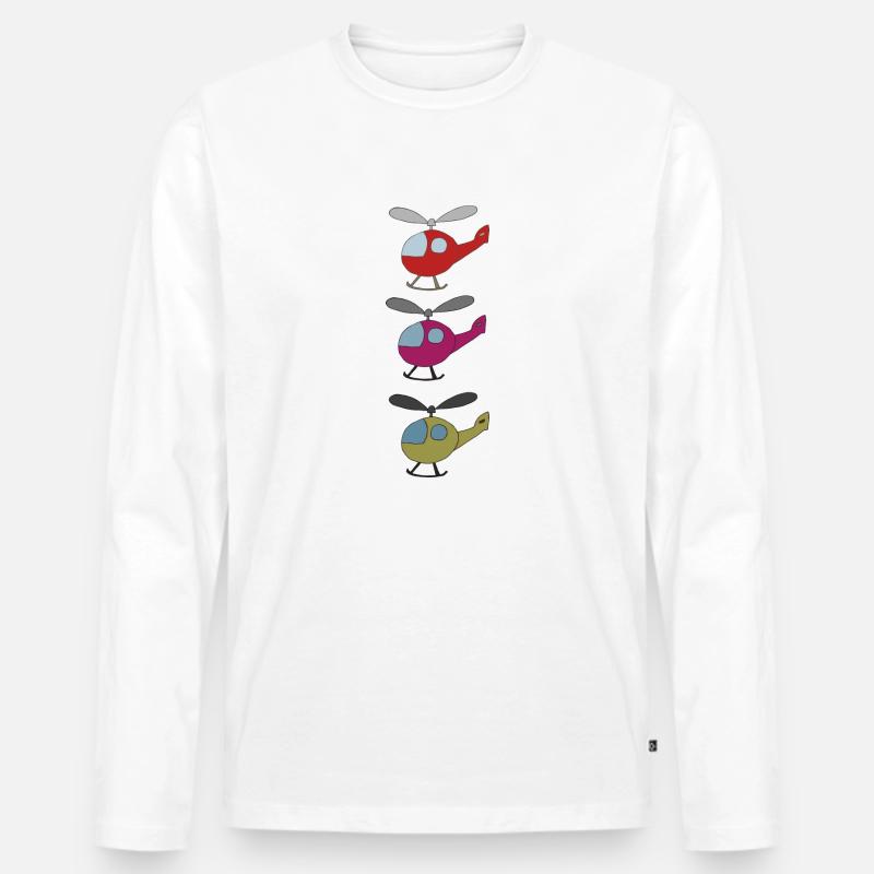 hubschrauber bunt - Männer Premium Bio Langarmshirt - Weiß