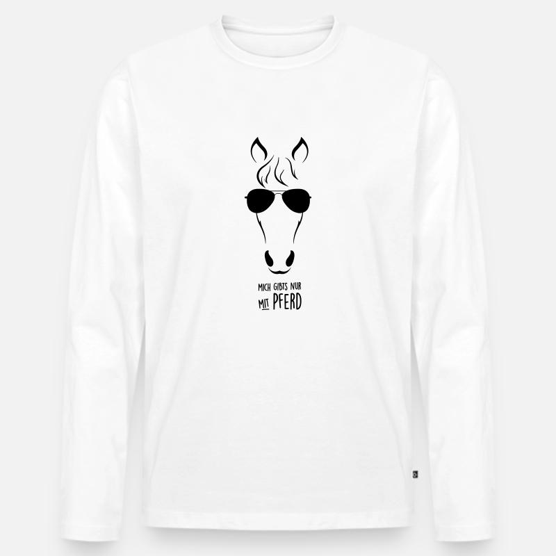 NUR mit PFERD - Männer Premium Bio Langarmshirt - Weiß