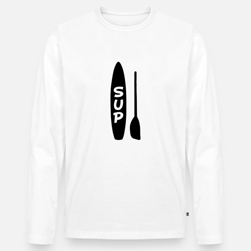 Surfbrett SUP - Männer Premium Bio Langarmshirt - Weiß