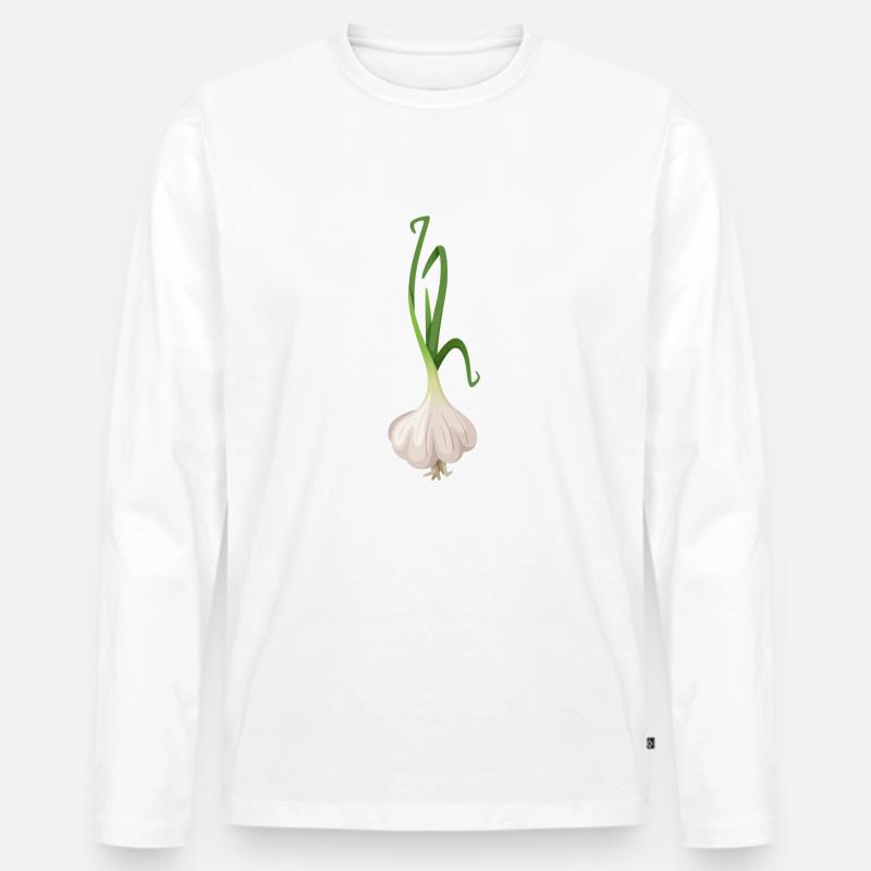 Knoblauch Pflanze - Männer Premium Bio Langarmshirt - Weiß