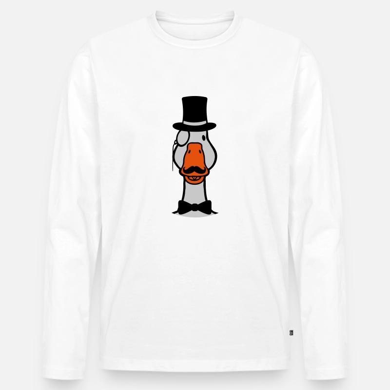 Zylinder Comic Gans Sir - Männer Premium Bio Langarmshirt - Weiß