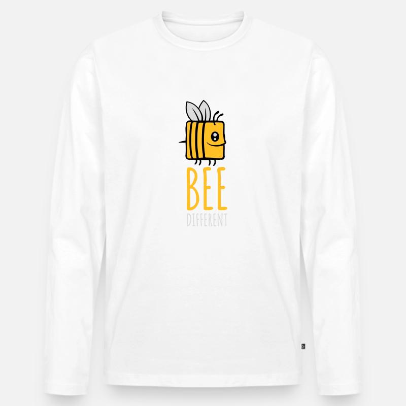 bee different Spruch Zitat - Männer Premium Bio Langarmshirt - Weiß