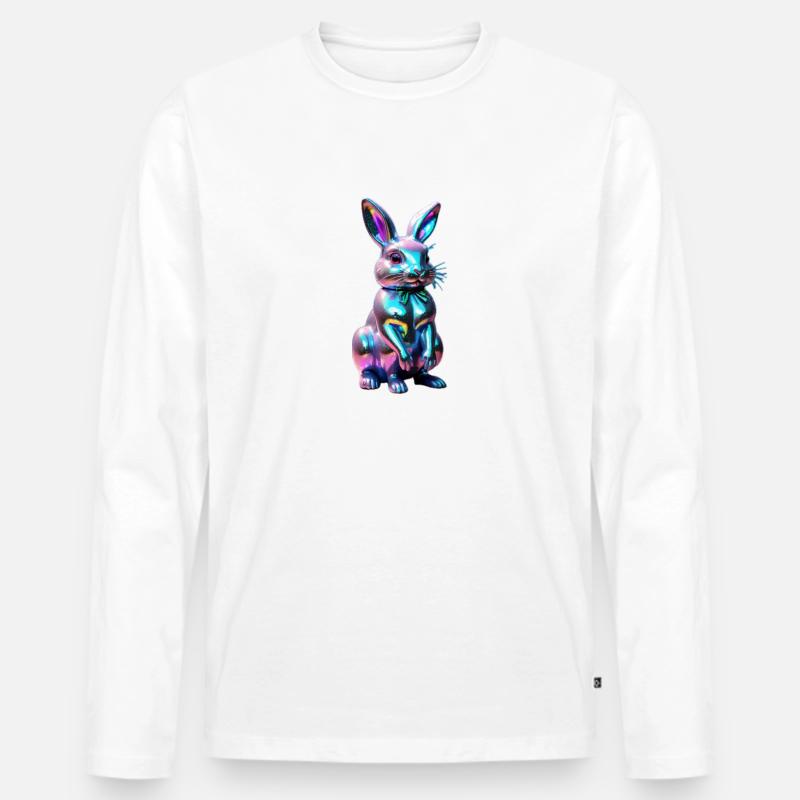Bunny Rainbow - Männer Premium Bio Langarmshirt - Weiß