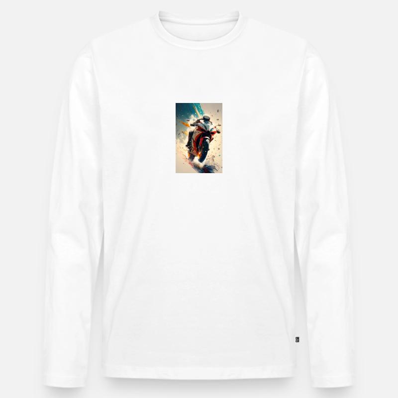 Motorrad - Männer Premium Bio Langarmshirt - Weiß