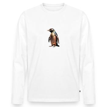 The Bronze Penguin - Men's Premium Organic Long Sleeve Shirt - white - Front - Nico (187cm)