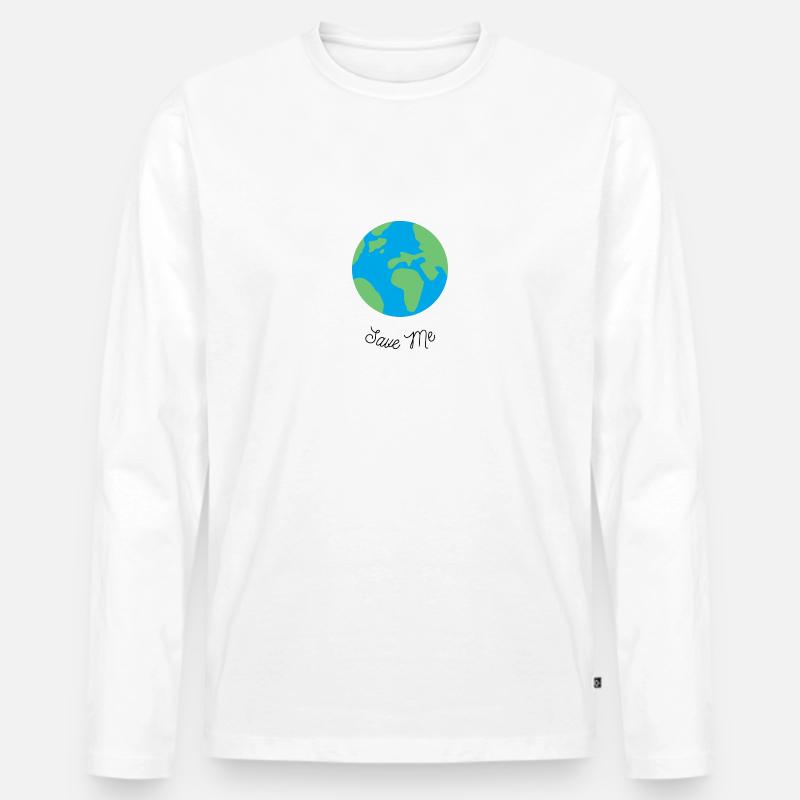 Save Me - Planet Erde - Männer Premium Bio Langarmshirt - Weiß