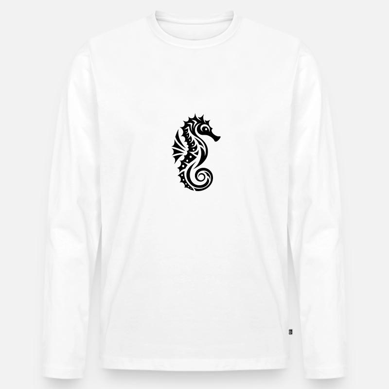 Schwimmtraining Wasser Seepferdchen - Männer Premium Bio Langarmshirt - Weiß