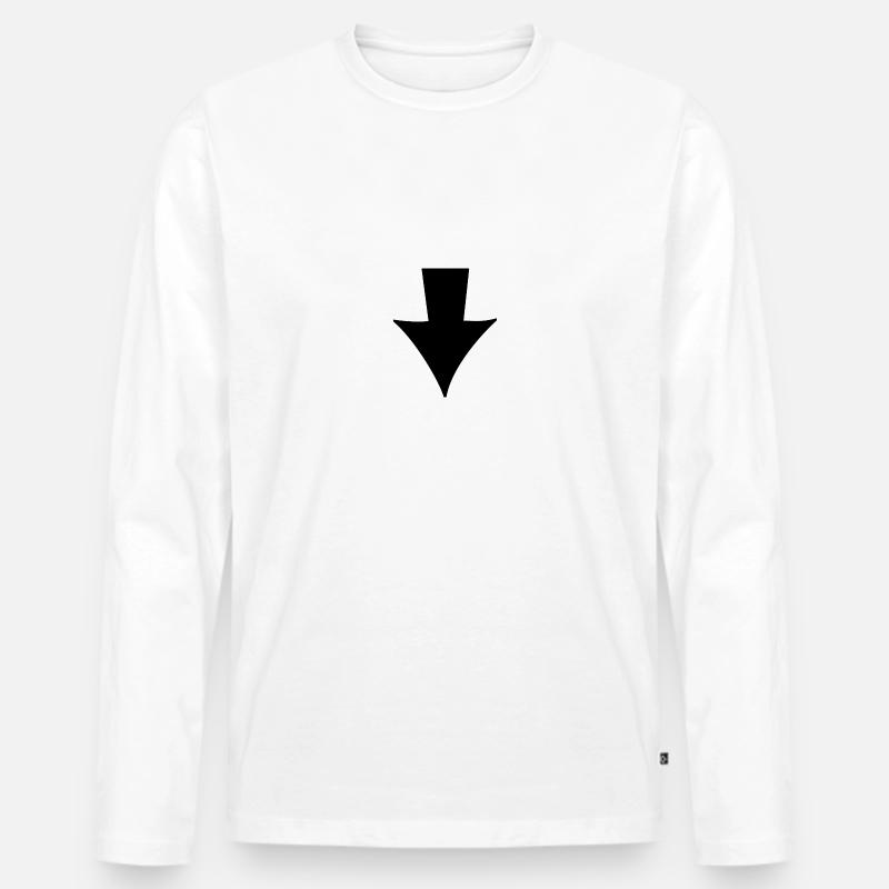 Pfeil schwarz runter - Männer Premium Bio Langarmshirt - Weiß