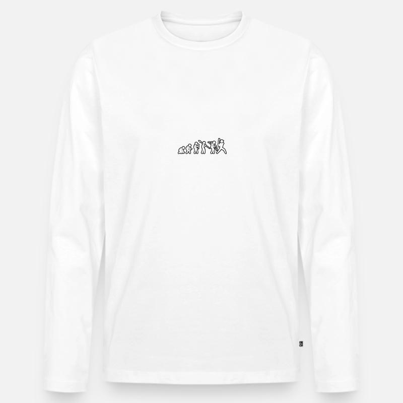 Evolution Baseballer White Grunge - Männer Premium Bio Langarmshirt - Weiß